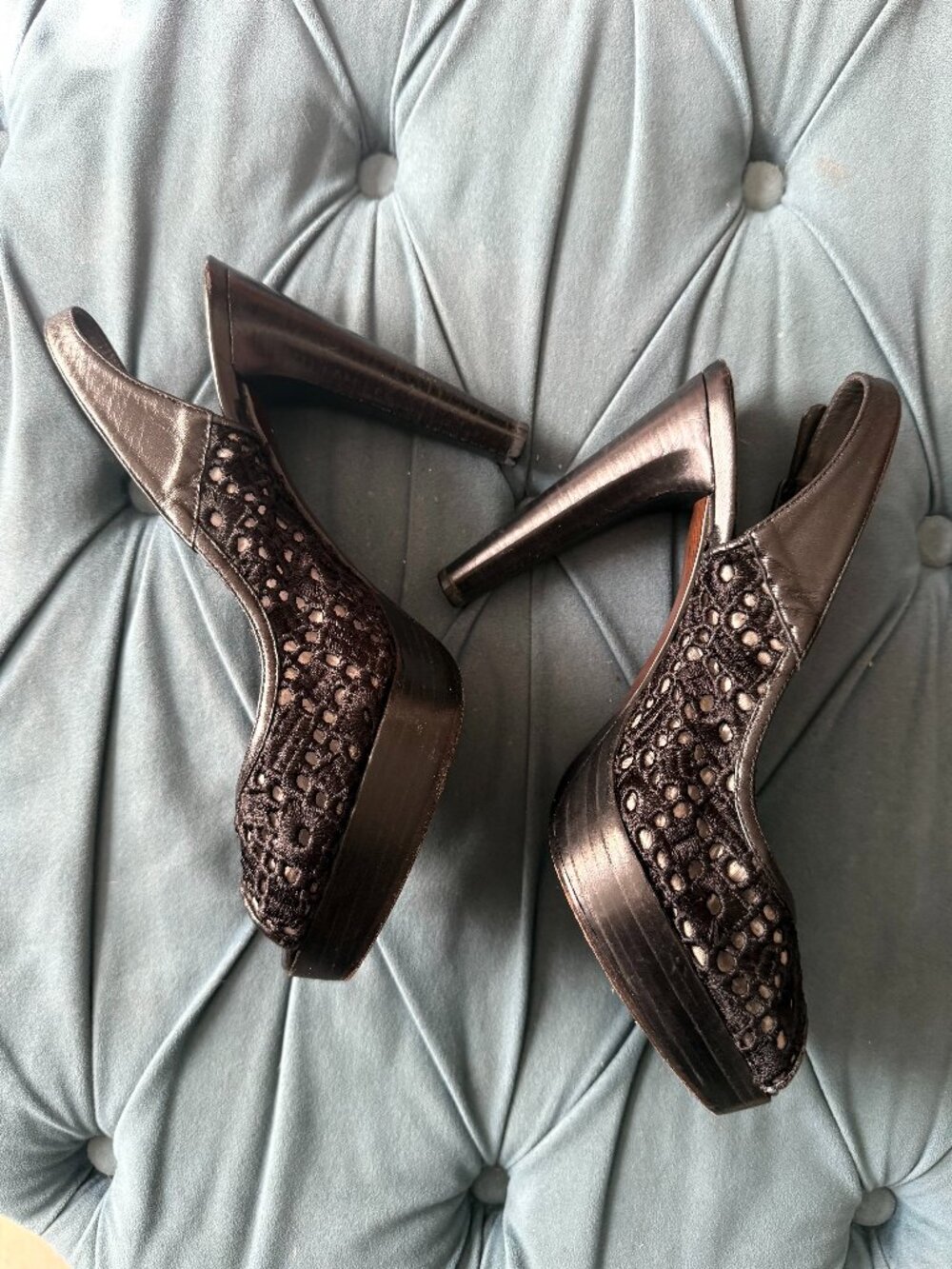 Stuart Weitzman Black Lace Heels Size 8